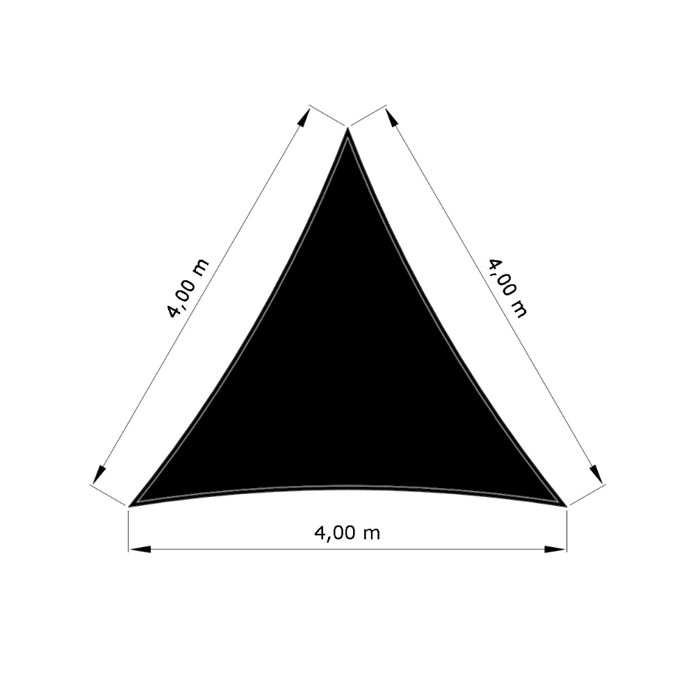Voile d'ombrage standard ajourée triangle équilatéral d'une dimension de 4x4x4m